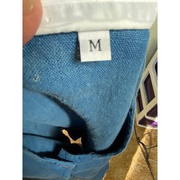 Bryn Walker Sz M Blue Linen Tunic Dress Minimalistic Coastal Bohemian Oversized - Picture 10 of 11